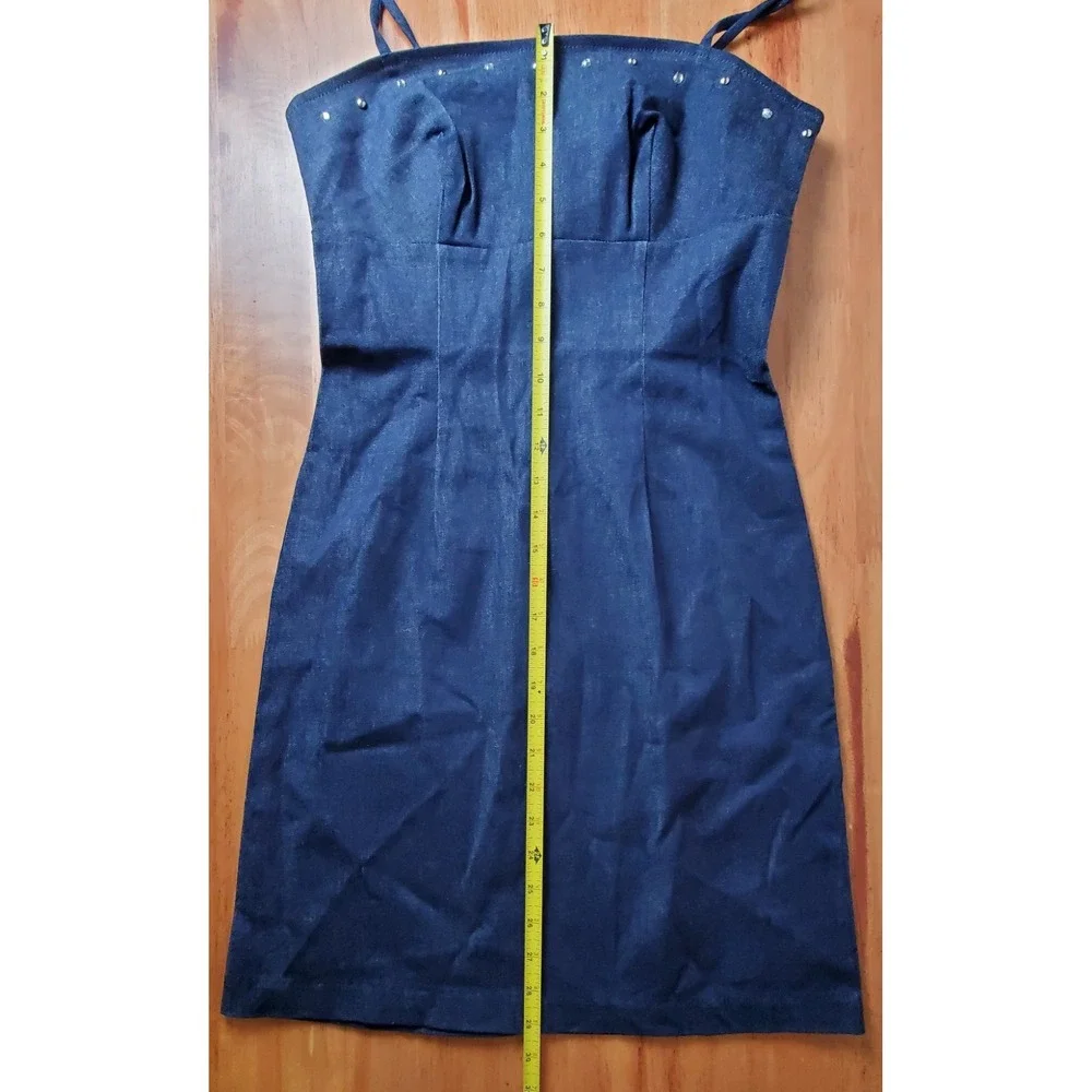 Vintage Paris‎ Blues Size 5 Denim Spaghetti Strap Short Dress Y2K 90's Babydoll